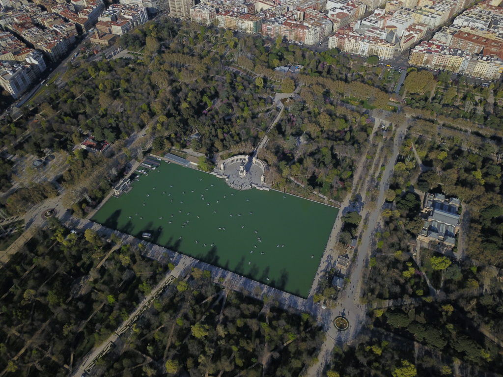 Parque del Retiro, Madrid, drone