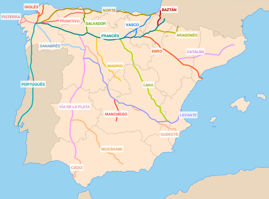 Mapa camino santiago de compostela